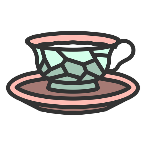 Tea cup color stroke PNG Design