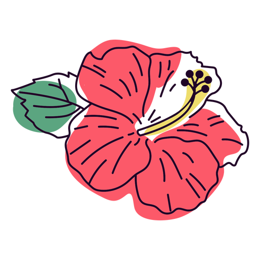 Traço colorido de flor de hibisco vermelho-claro Desenho PNG