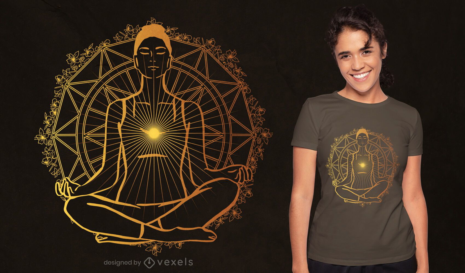 Diseño de camiseta espiritual iluminado.