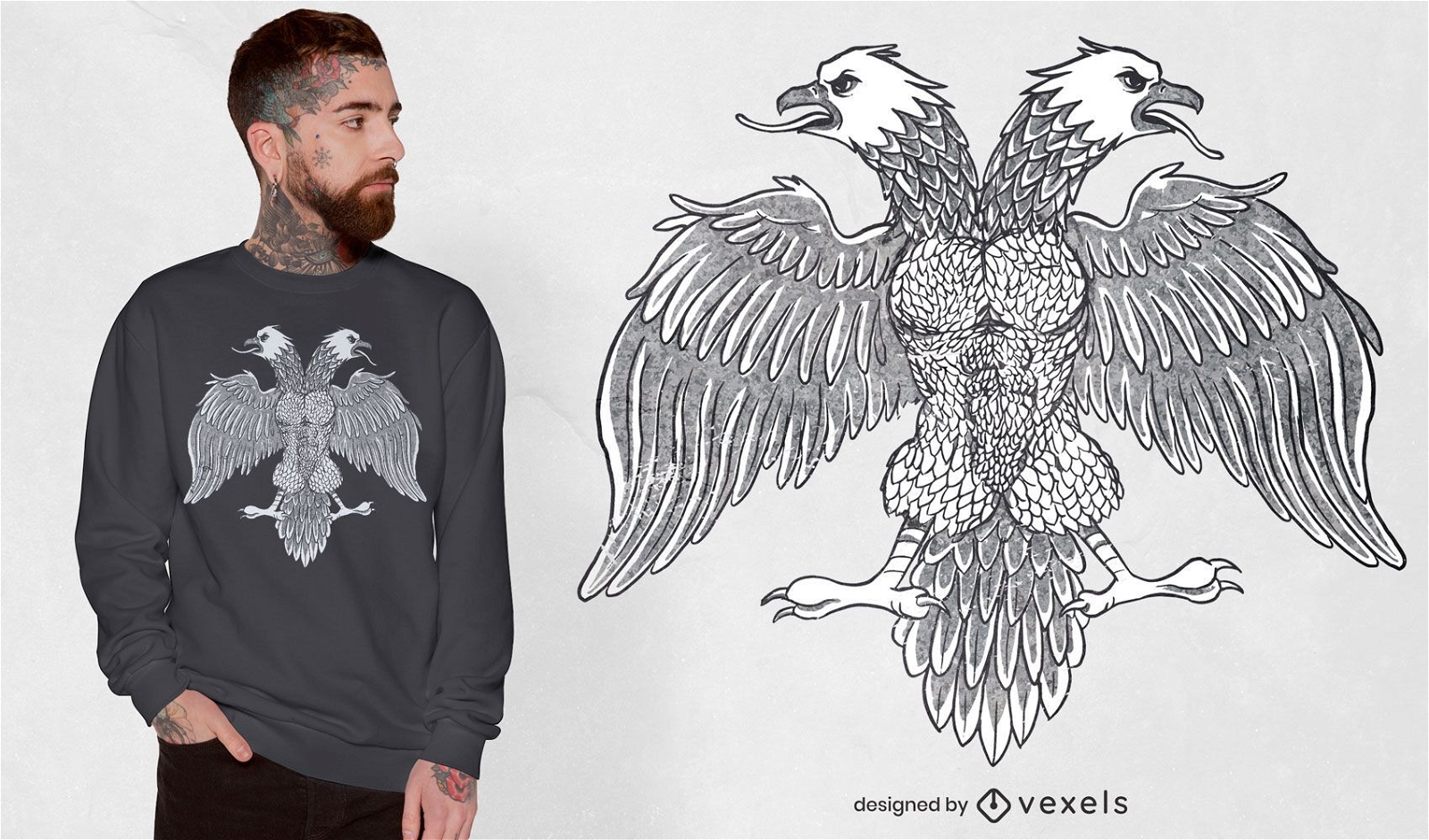 Design de t-shirt de águia símbolo da bandeira albanesa
