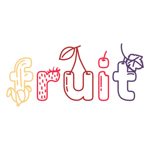 Fruit words stroke PNG Design