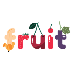 Various fruits lettering Transparent PNG