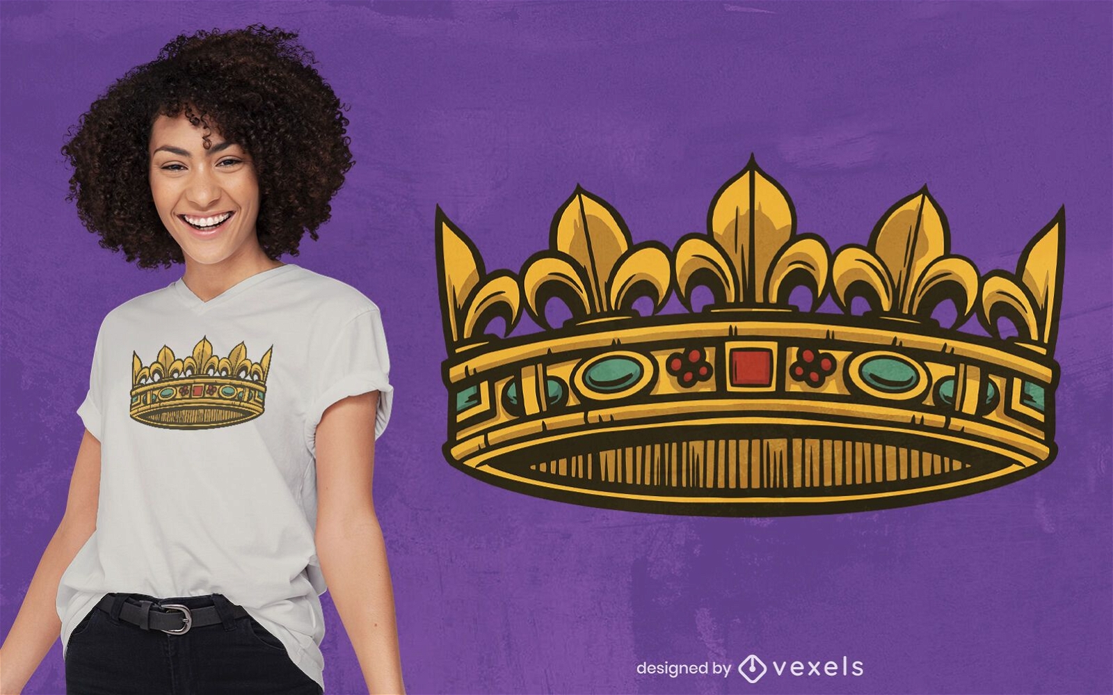 Design de camiseta com coroa dourada