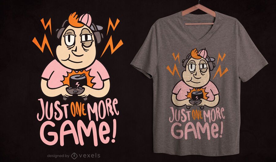 Tired gamer boy playing t-shirt design Tired gamer boy playing t-shirt design