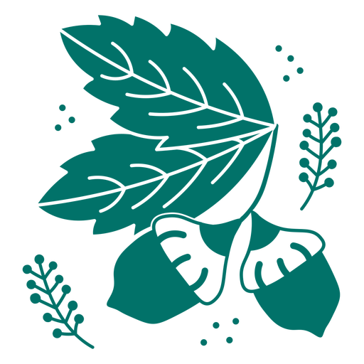 Ornamental acorns and leaves cut out PNG Design