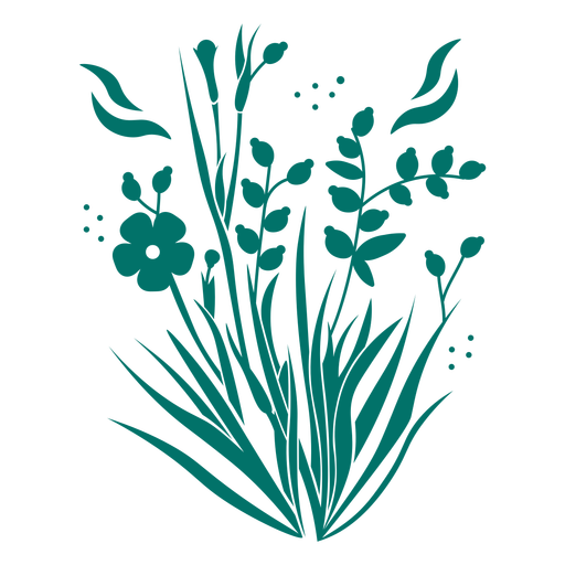 Wild flowers and leaves cut out PNG Design
