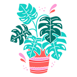 Monstera plant semi flat  PNG Design