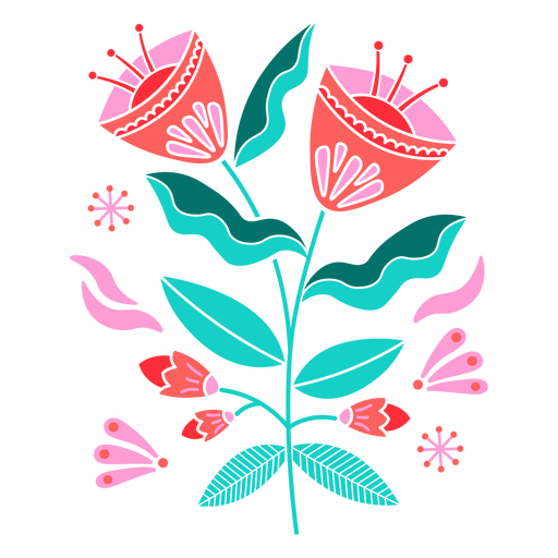 Pink tulips semi flat PNG Design