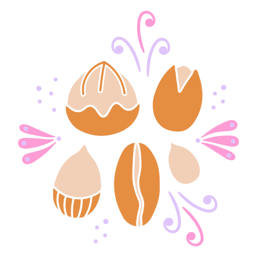 Nuts and seeds design semi flat PNG Design