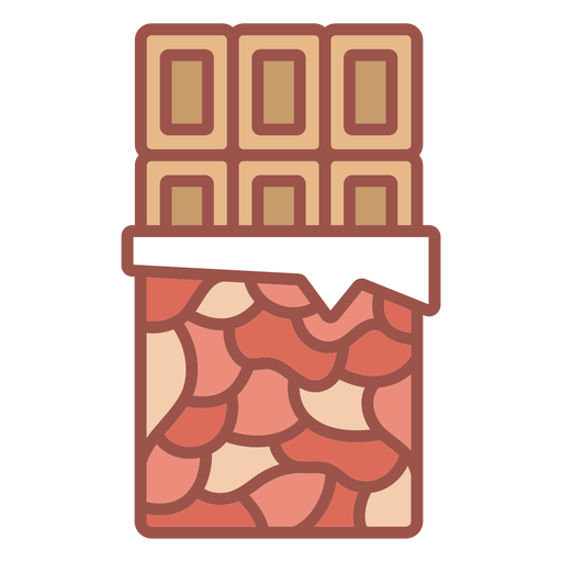 Opened chocolate bar color stroke PNG Design