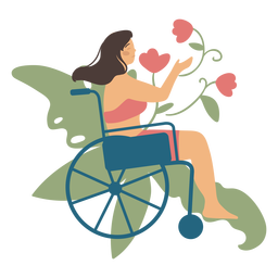 Girl in wheelchair flat PNG Design