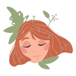 Girl with leaves flat PNG Design Transparent PNG