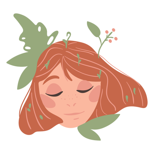 Girl with leaves flat PNG Design