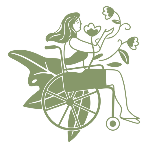 Woman in wheelchair filled stroke PNG Design