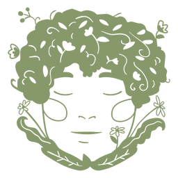 Girl with afro filled stroke PNG Design
