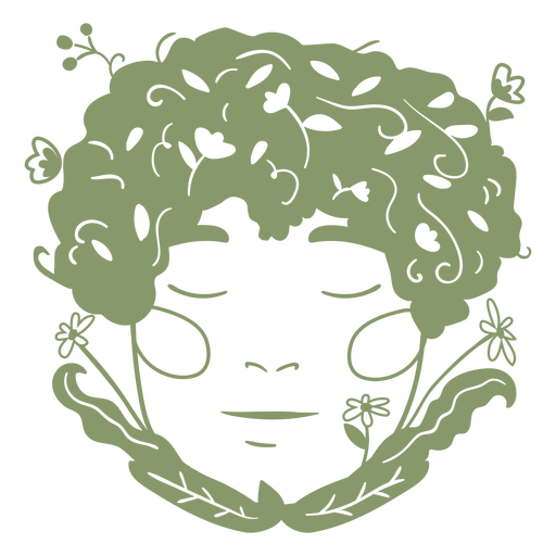 Girl with afro filled stroke PNG Design