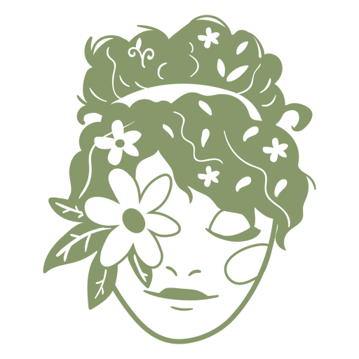 Girl with curls filled stroke PNG Design