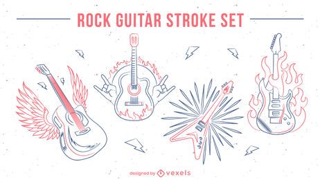 Guitar musical instruments line art set Guitar musical instruments line art set