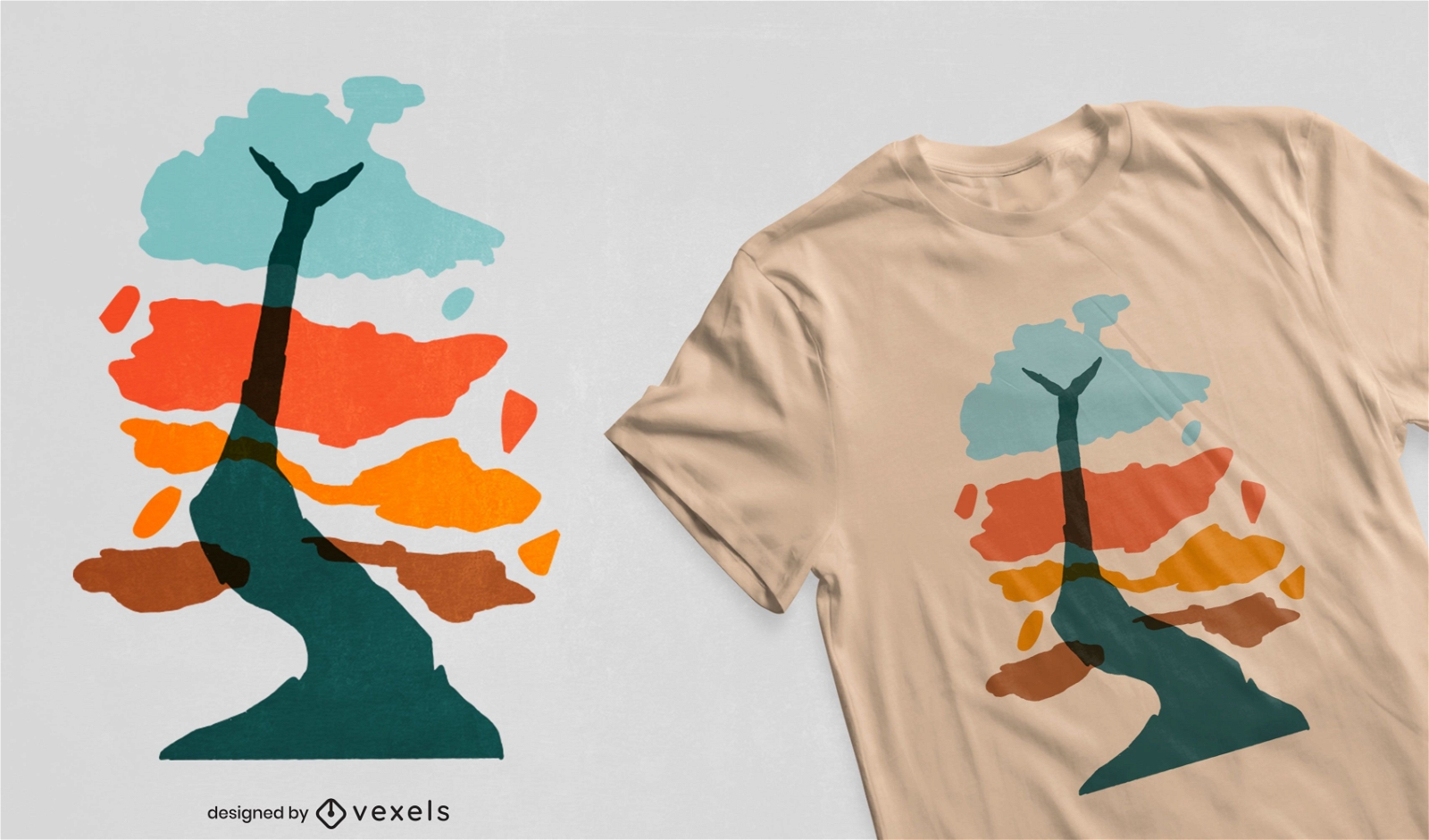 Desenho de t-shirt de manchas de cor de árvore abstrata