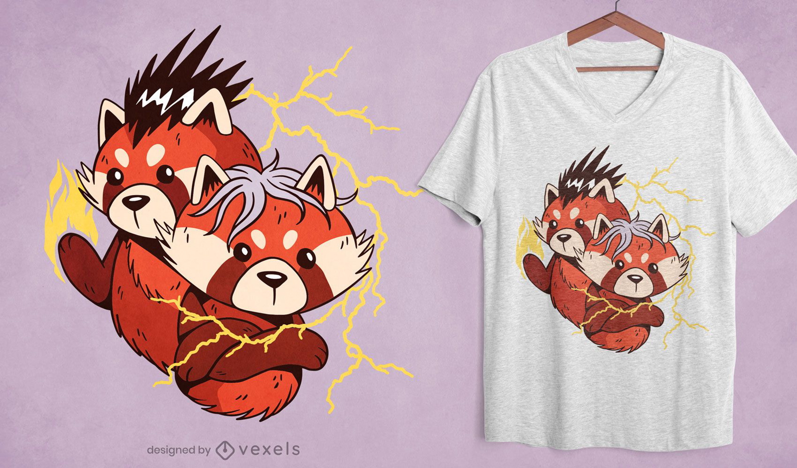 Kraftvoller roter Panda-Karikatur-T-Shirt-Entwurf