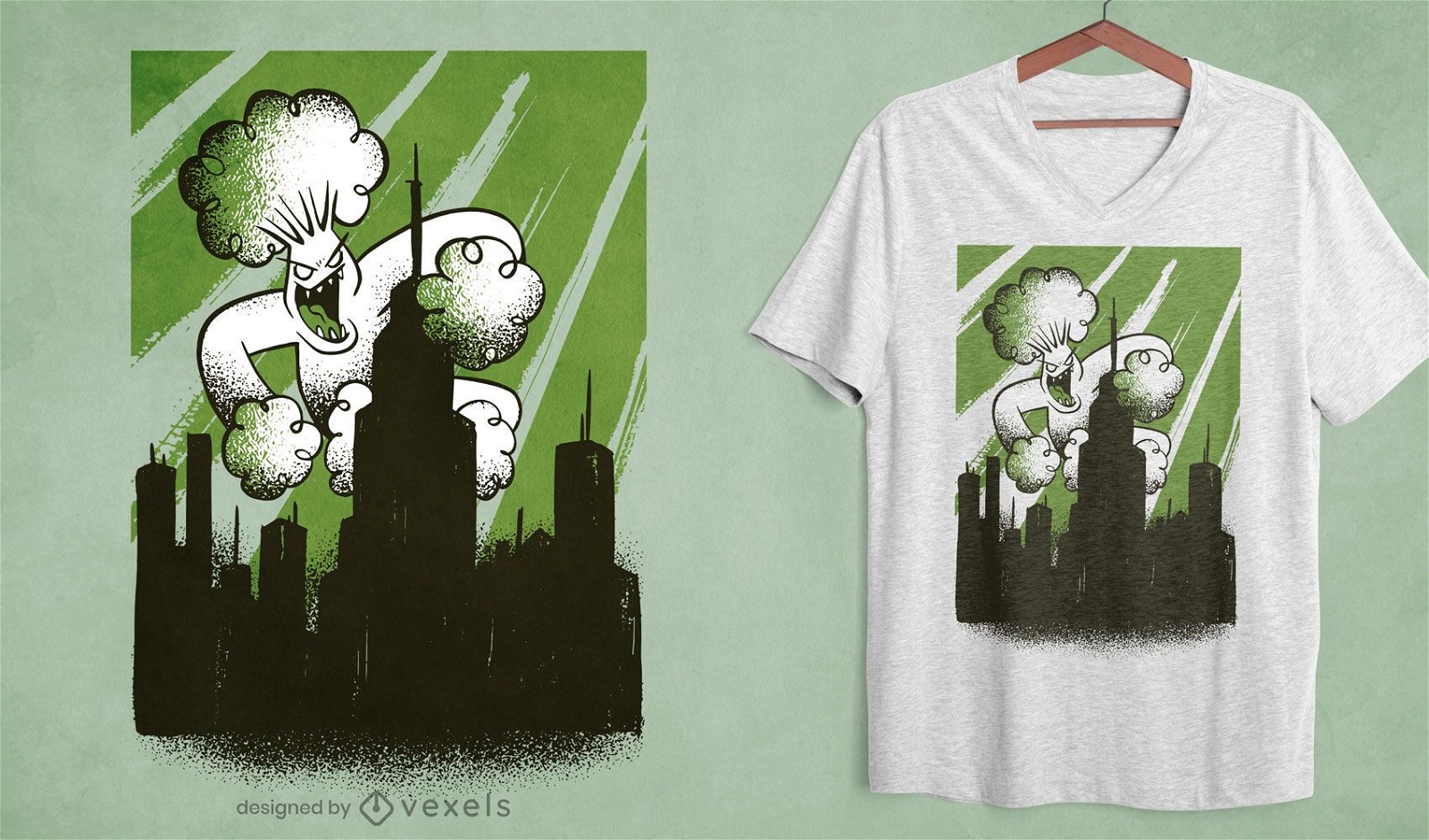 T-Shirt-Design des Brokkoli-Monsterangriffs
