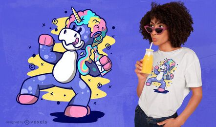 Betrunkenes buntes Einhorn-T-Shirt Design