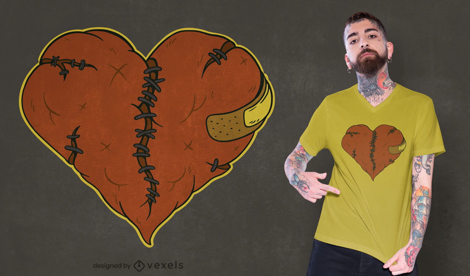 Broken heart t-shirt design