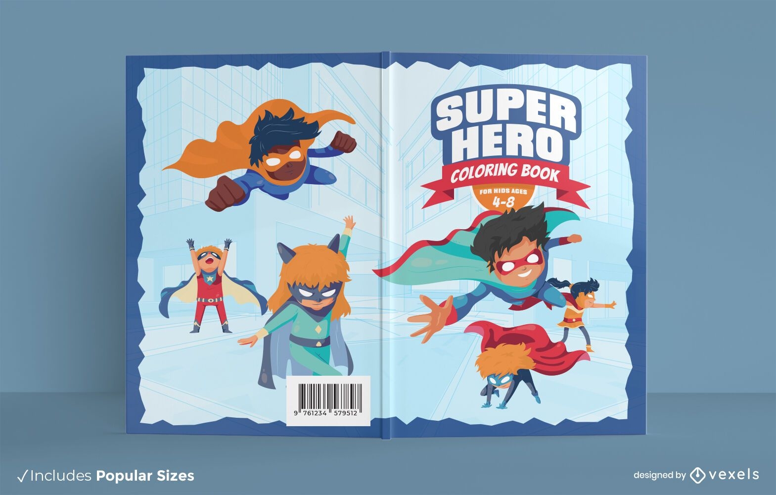 Diseño de portada de libro para colorear de superhéroe