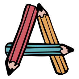 Letter A pencils color stroke PNG Design