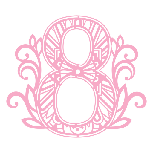 Pink number eight mandala PNG Design