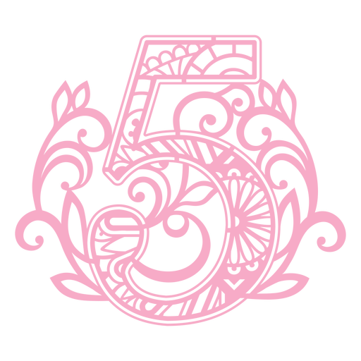 Pink number five mandala PNG Design