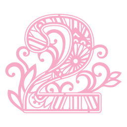 Floral alphabet number 2 PNG Design