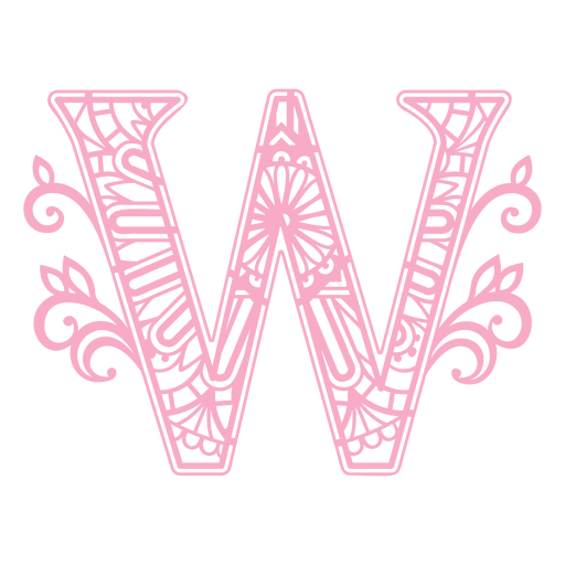 Pink letter W mandala PNG Design