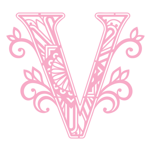 Diseño de mandala rosa letra V recortada Diseño PNG