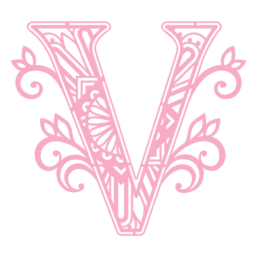 Pink letter V mandala design