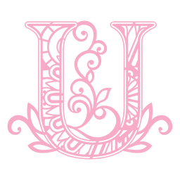 Letra rosa U recortado design de mandala Desenho PNG