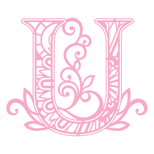 Diseño de mandala rosa letra U recortada Diseño PNG