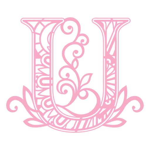 Letra rosa U recortado design de mandala Desenho PNG