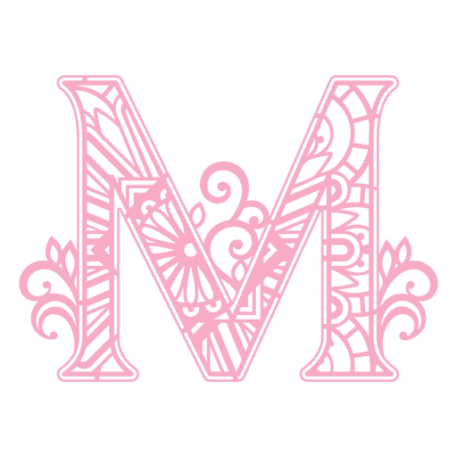 Pink letter M mandala design PNG Design