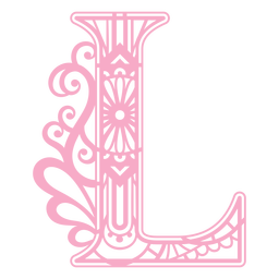 Floral alphabet L letter stroke Transparent PNG