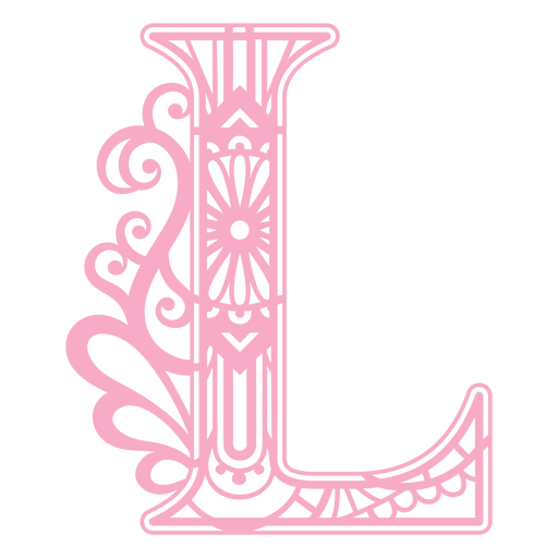 Floral alphabet L letter stroke