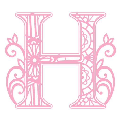 Floral alphabet H letter stroke