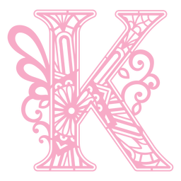 Floral alphabet K letter stroke