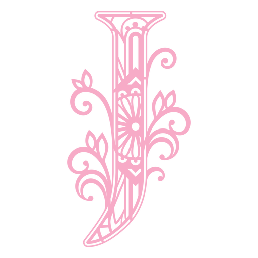 Floral alphabet J letter stroke PNG Design
