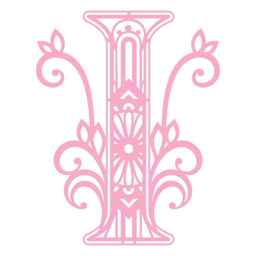 Cute pink letter I mandala PNG Design