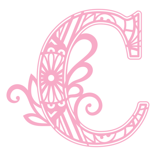 Cute pink letter C mandala PNG Design