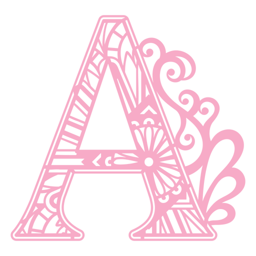 Cute pink letter A  mandala PNG Design