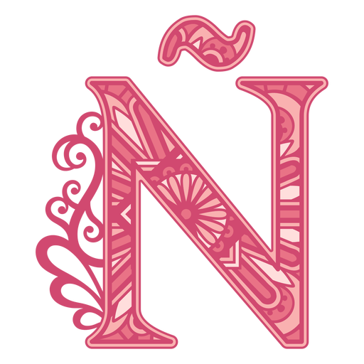 Pink letter Ñ mandala stroke PNG Design