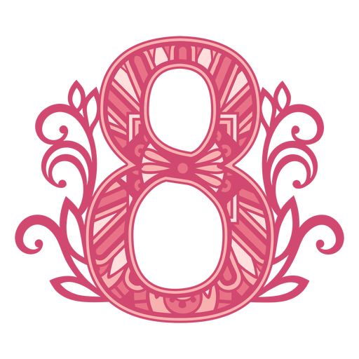 Pink number eight mandala stroke PNG Design