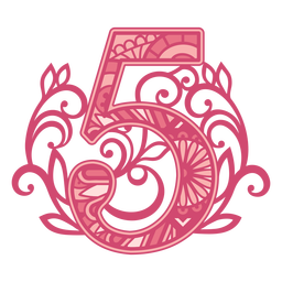 Pink number five mandala stroke PNG Design